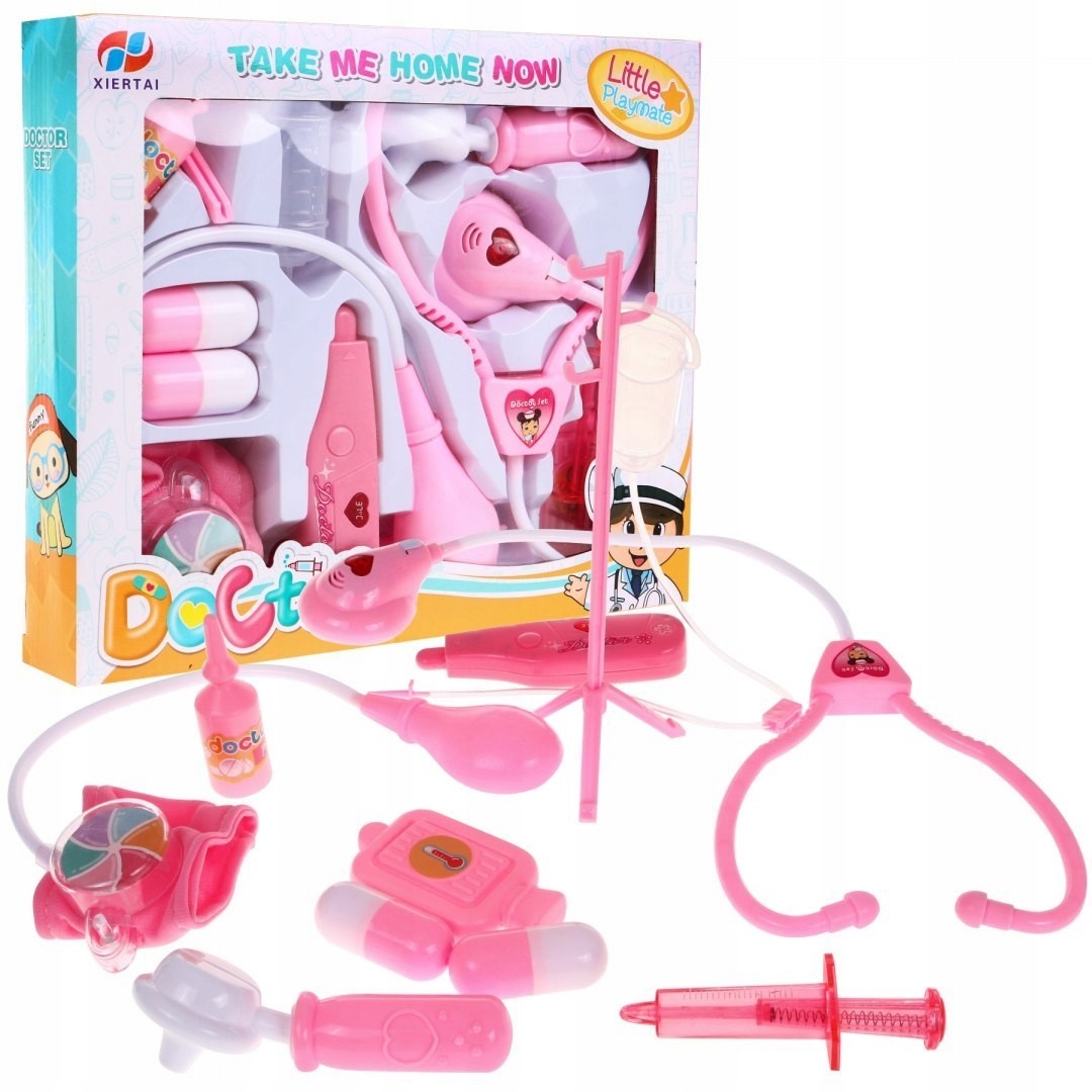 Large Doctor's Medical Kit For Girls Pink Stethoscope Thermometer