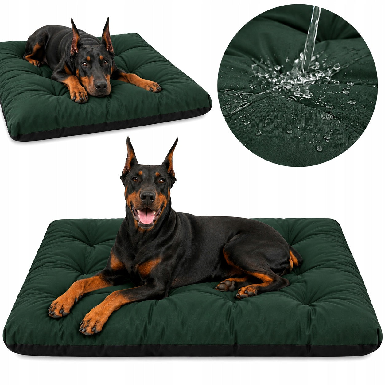 Large Dog Bed WATERPROOF Cushion BED 120x80 Dark Green
