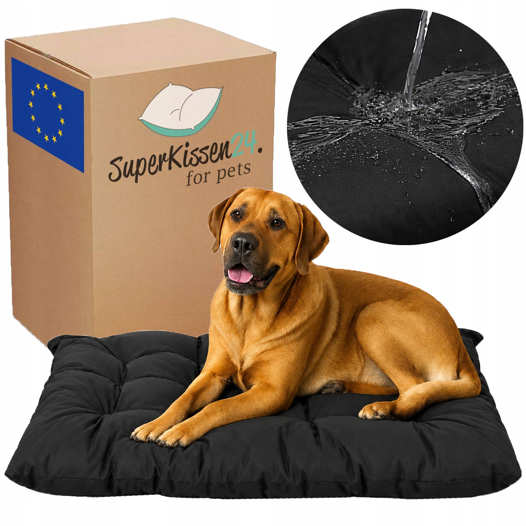 Large Dog Bed WATERPROOF Cushion Comfortable BED 120x80 BLACK