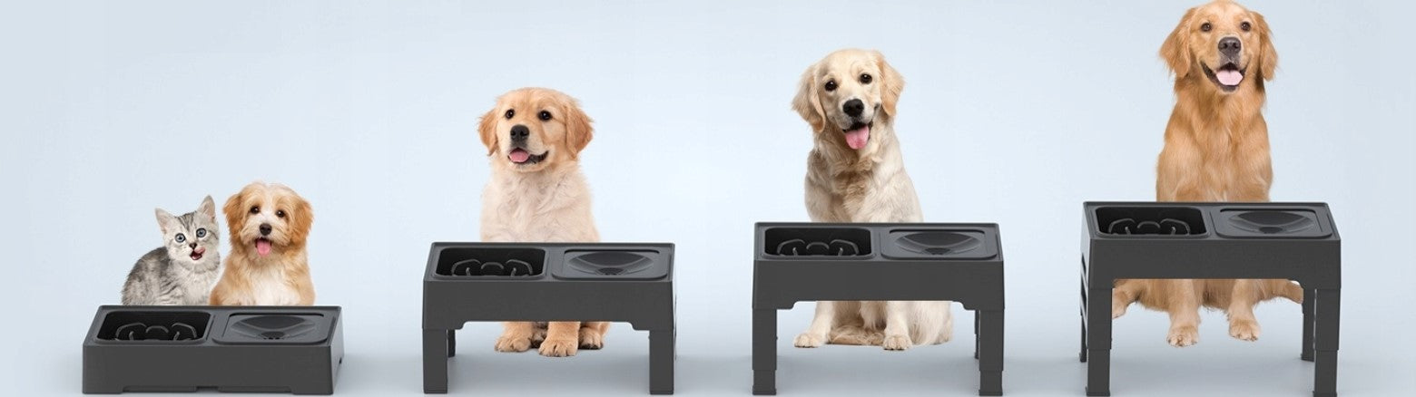 Large Dog Bowl Adjustable Stand Double Non-Spill Slowing Manufacturer code PS-O-023