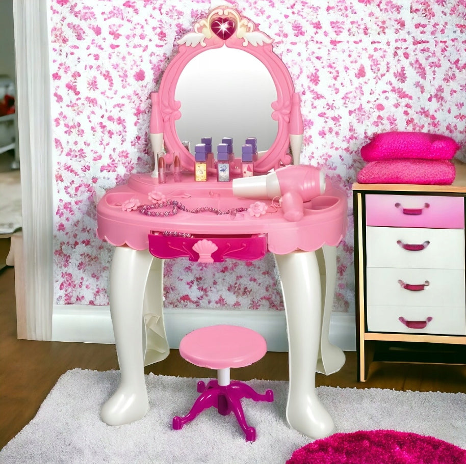 Large Dressing Table for Girls with Mirror Table Light Music + Accessories Batteries included no