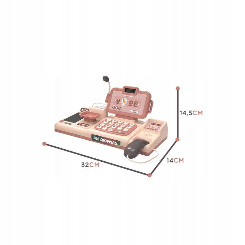 Large EDUCATIONAL LCD FISCAL SHOP CASH REGISTER FOR KIDS LIGHT & SOUND 25in1 Packaging status original
