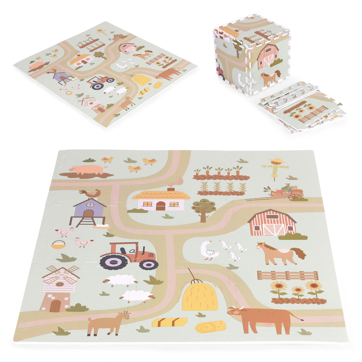 Large EVA foam mat for children farm 90,5x90,5 cm 21 elements