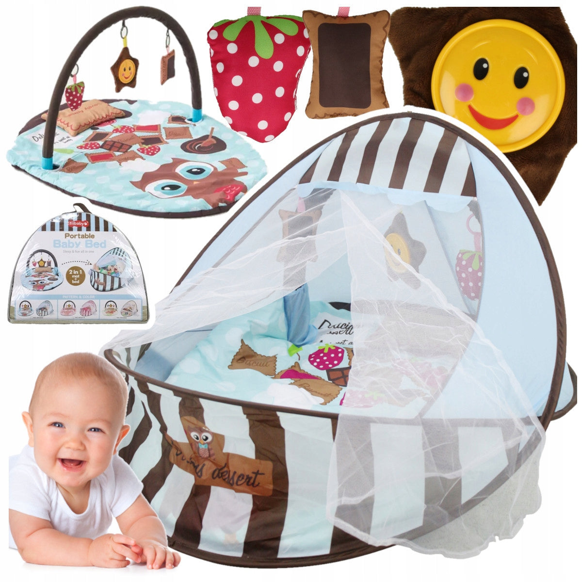 Large Educational Mat For Baby Owl Music Box POP-UP Tent with Mosquito Net Brand Stator