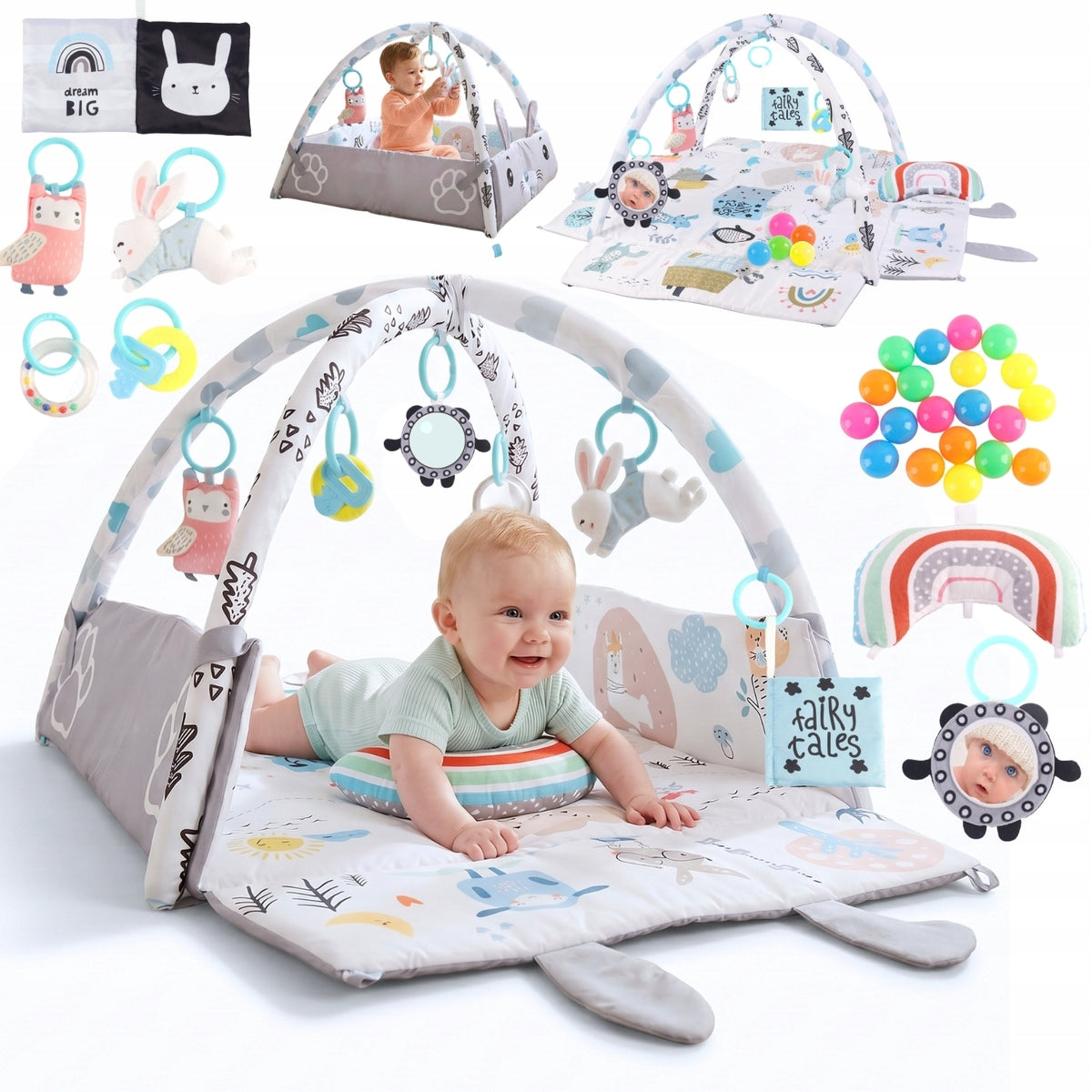 Large Educational Mat Soft Interactive 4in1 Pillow Minky 20 Balls