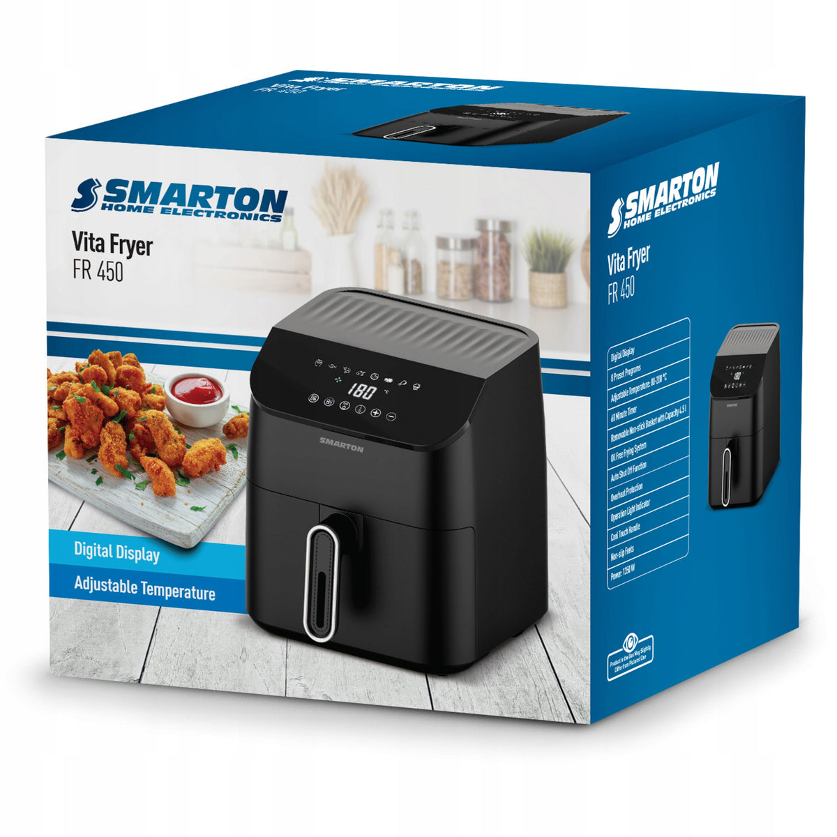 Large FAT-FREE Fryer Smarton FR 450 4,5 l Air Fryer Packaging status original