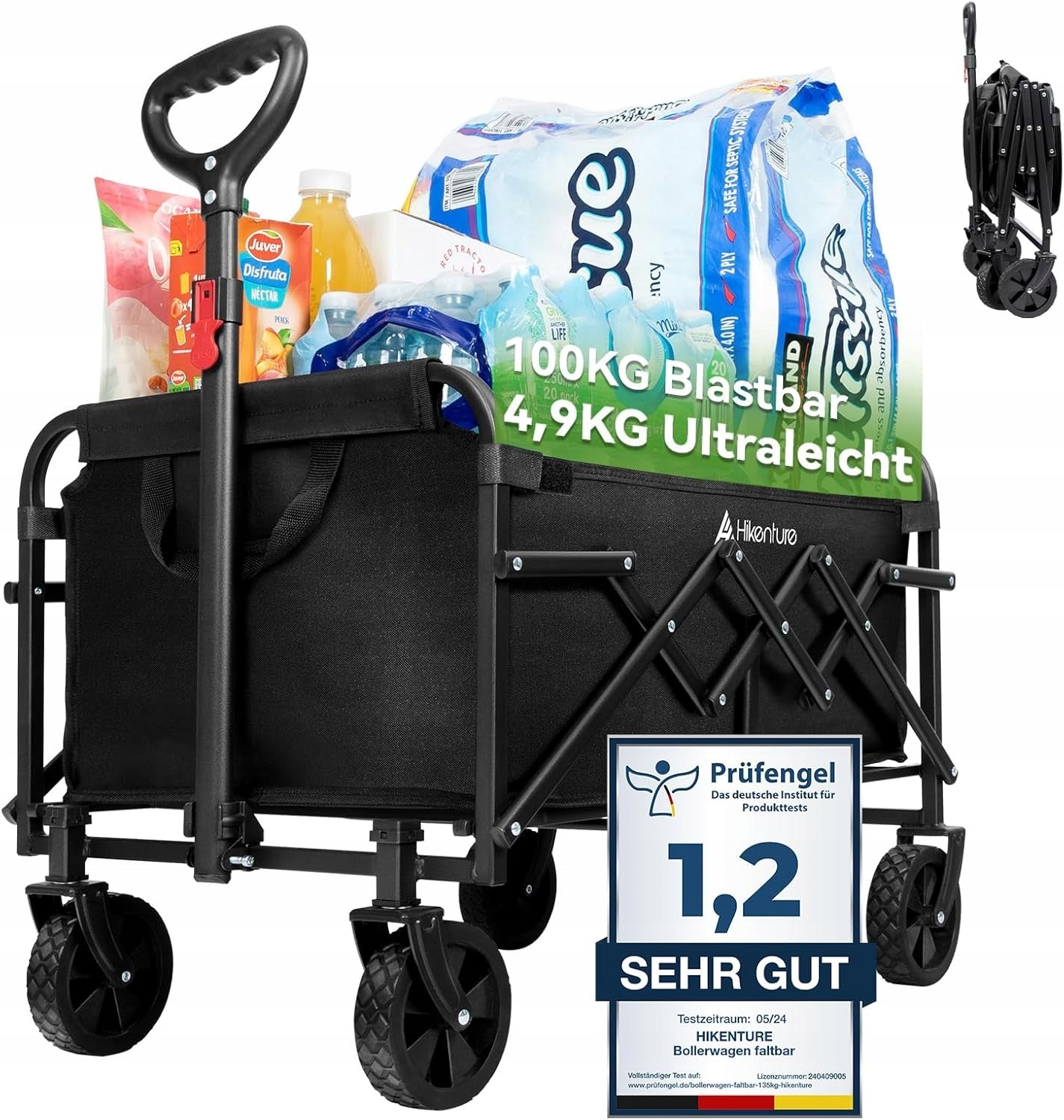 Large Garden Transport Trolley Trailer With Handle Folding Solid 100kg Brand Hikenture