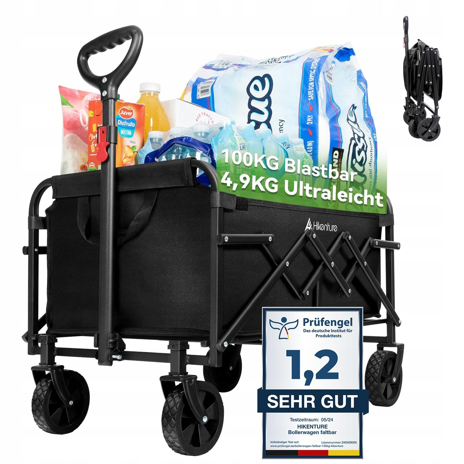 Large Garden Transport Trolley Trailer With Handle Folding Solid 100kg Manufacturer code DUŻY WÓZEK OGRODOWY TRANSPORTOWY Z RĄCZKĄ