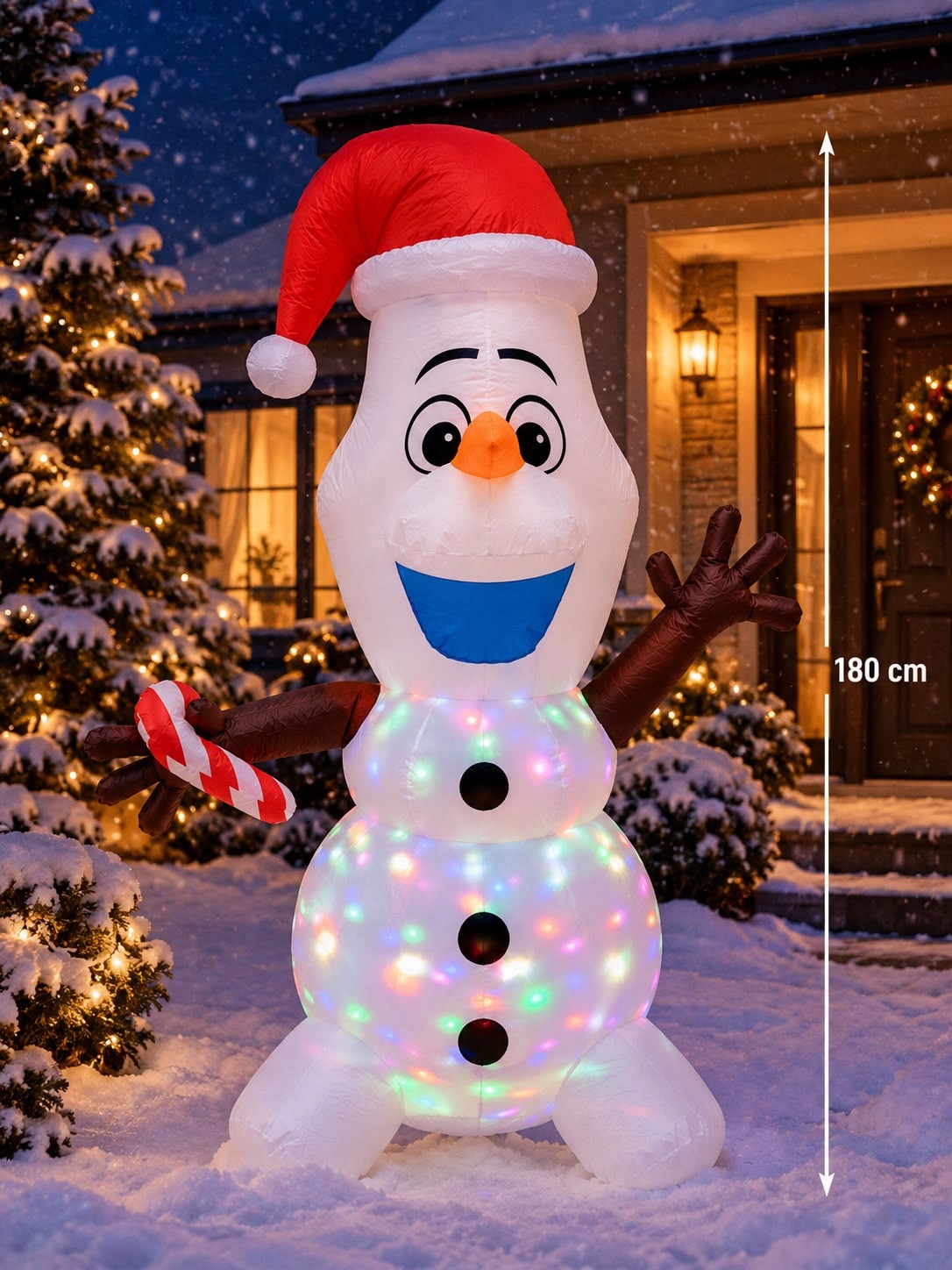 Large Inflatable Snowman Olaf with LED Christmas Light 180 cm Brand 100