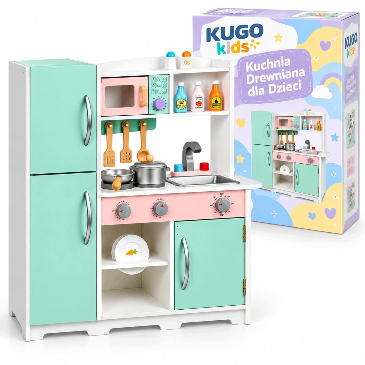 Large Interactive Kitchen Wooden Educational Toy for Kids Accessories