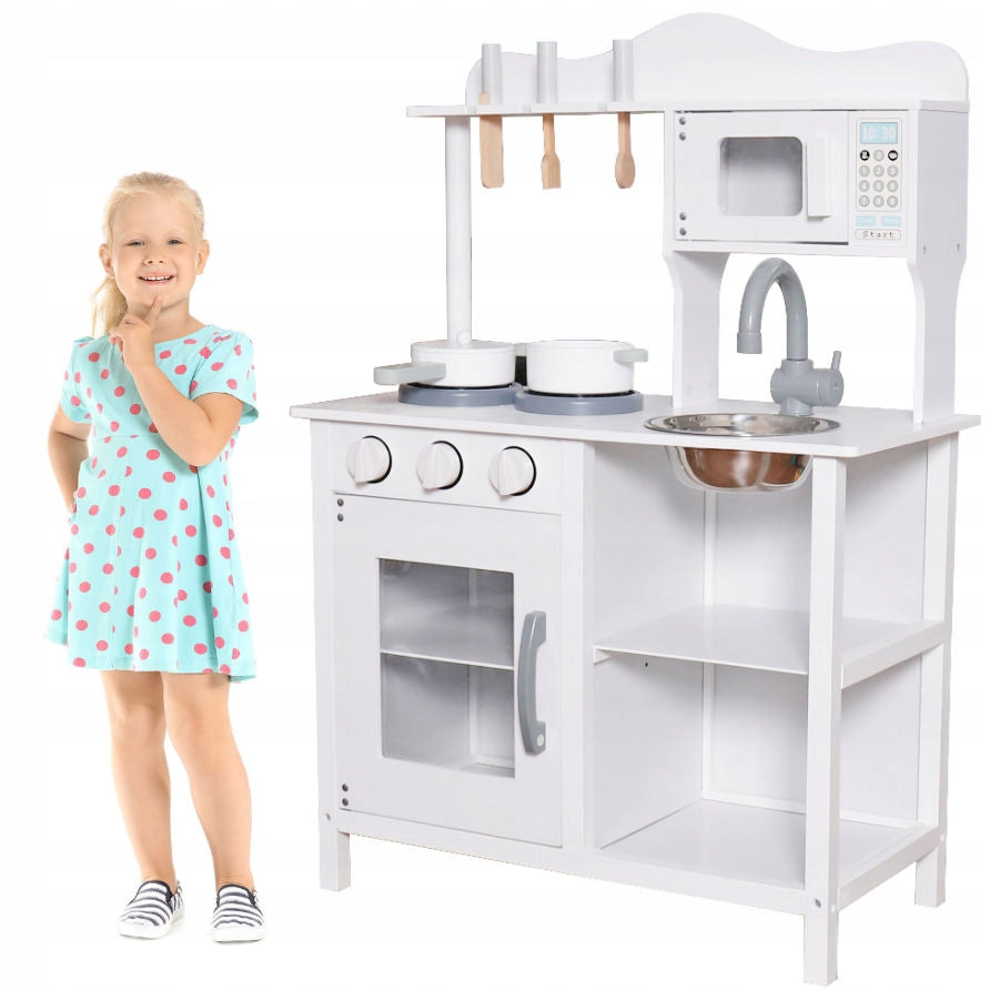 Large KITCHEN for children WOODEN +POTS +SINK +CUTLERY + MICROWAVE!!!