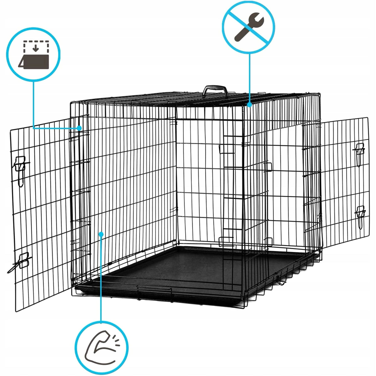 Large Kennel CAGE XXL Playpen for Dog 105x75x69 Transporter Metal Skła Packaging status original