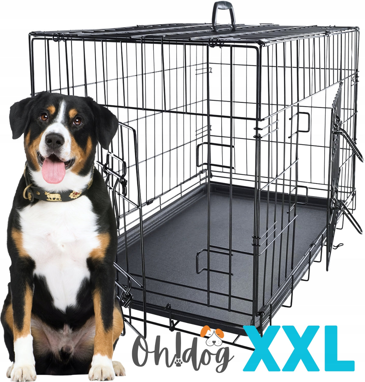 Large Kennel CAGE XXL Playpen for Dog 105x75x69 Transporter Metal Skła