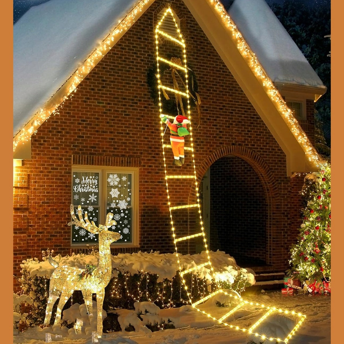 Large LED Santa Claus on Ladder with Timer - 300cm Christmas Decoration Brand no brand
