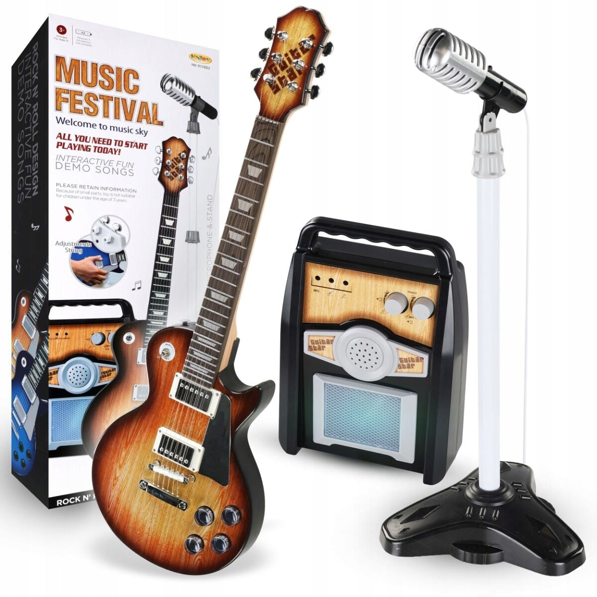 Large Musical Set Electric Guitar Amplifier Stove Stand + Microphone Packaging status original
