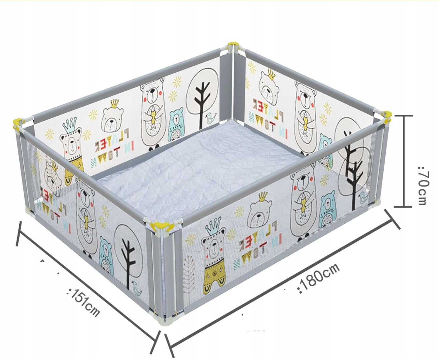 Large Playpen BabySpace MaxiPlus 180x150 + MATTRESS/ ADJUSTABLE HEIGHT Manufacturer code XLSWL-001