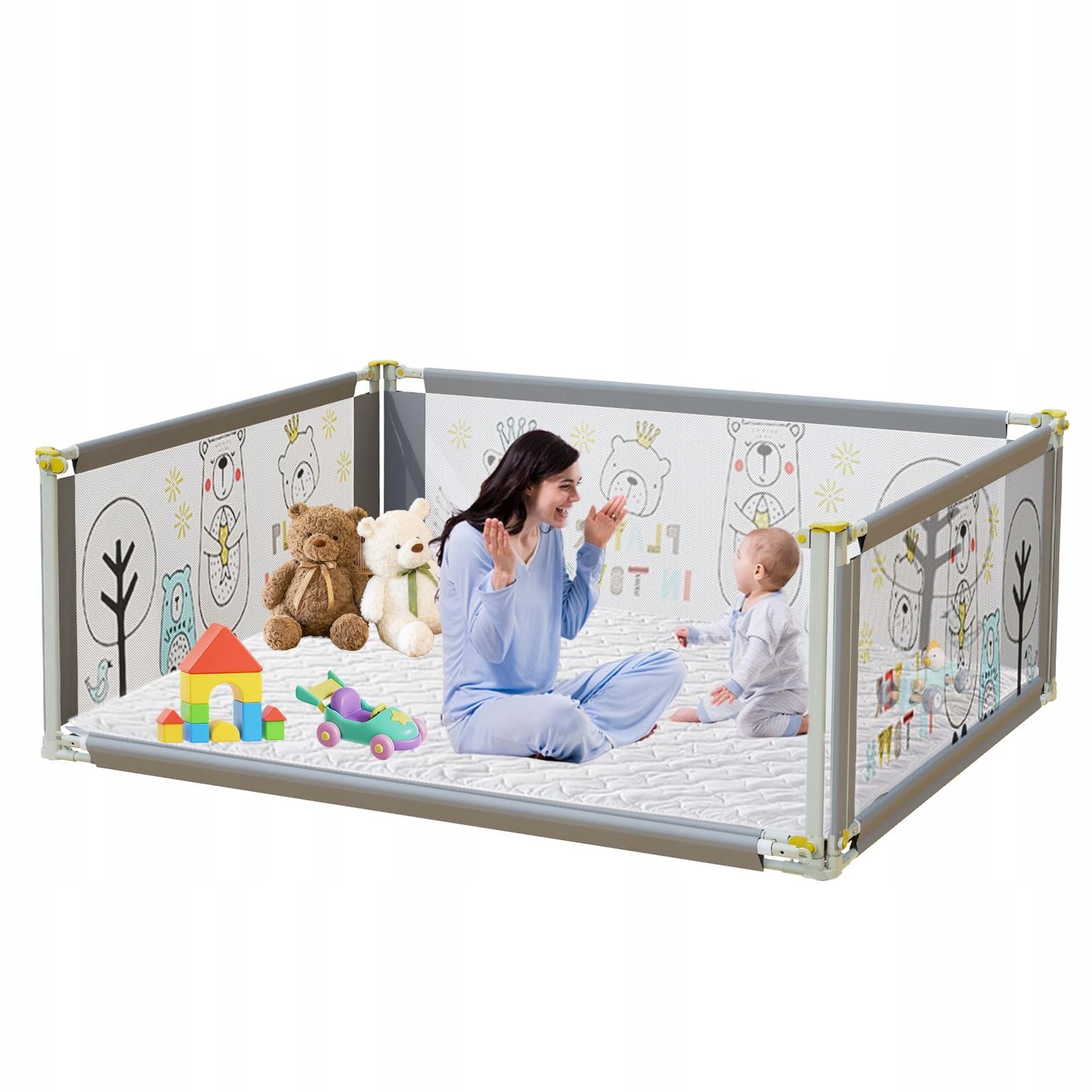 Large Playpen BabySpace MaxiPlus 180x150 + MATTRESS/ ADJUSTABLE HEIGHT