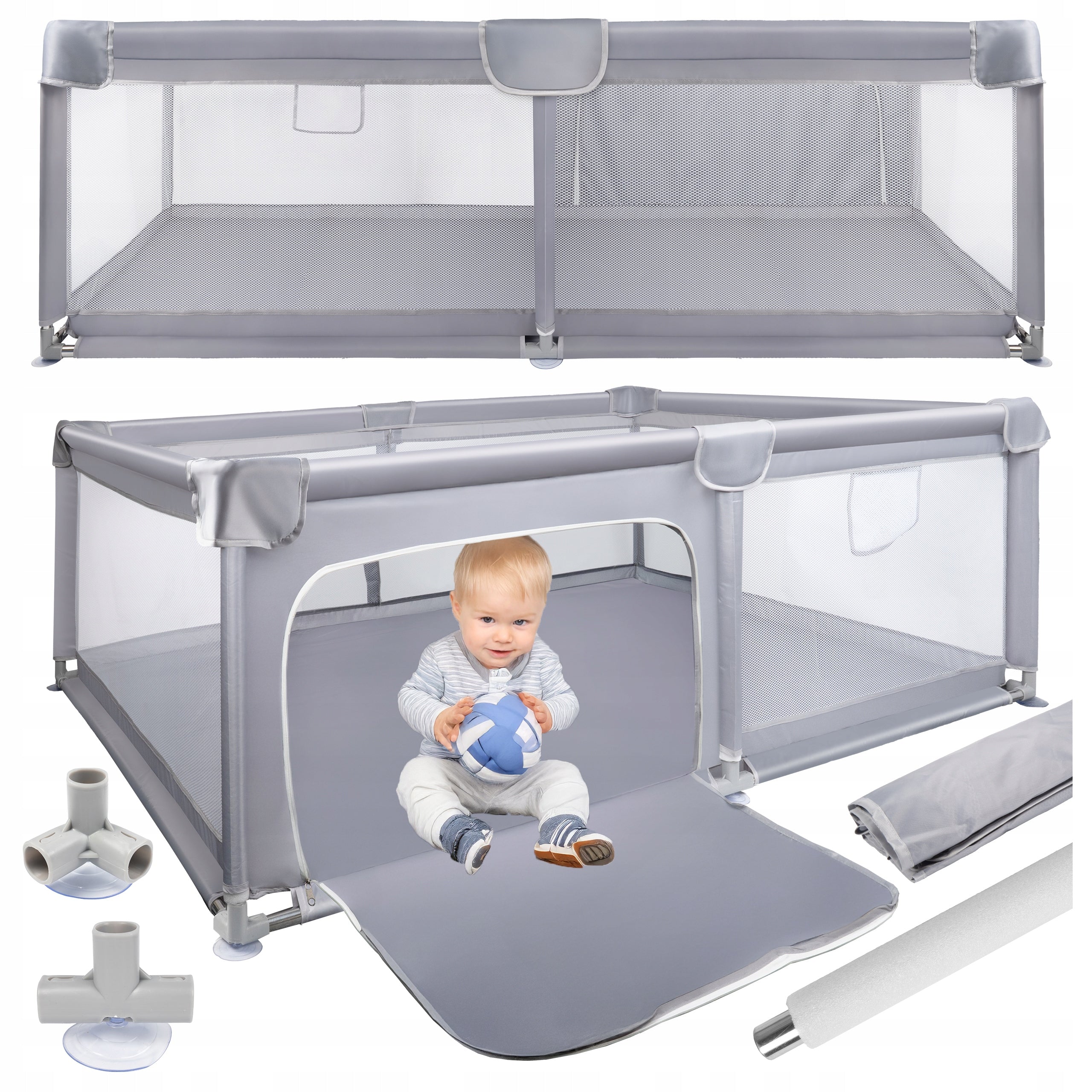 Large Playpen for Children Square Toys Dry Pool 120x180cm with Covers Lockable