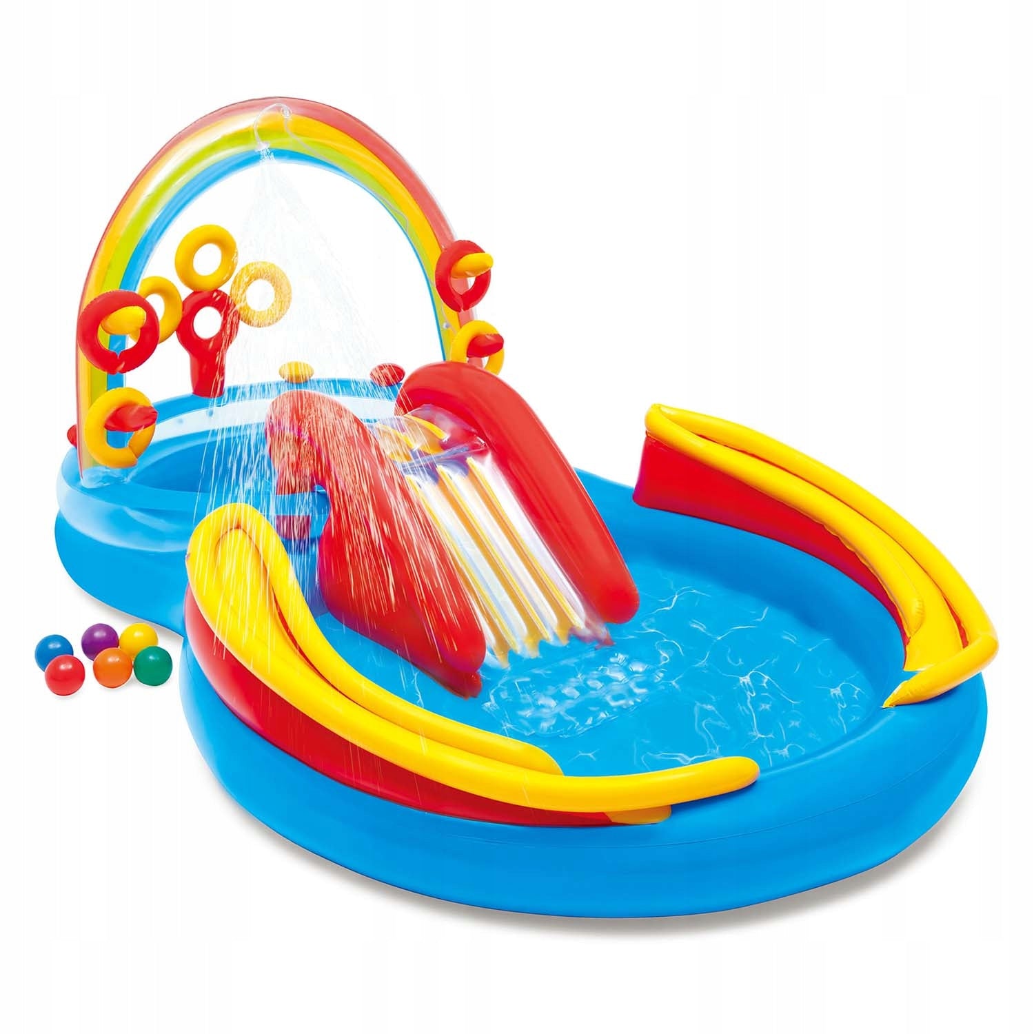 Large RAINBOW Garden Pool with Slide 297x193x135 Brand Intex