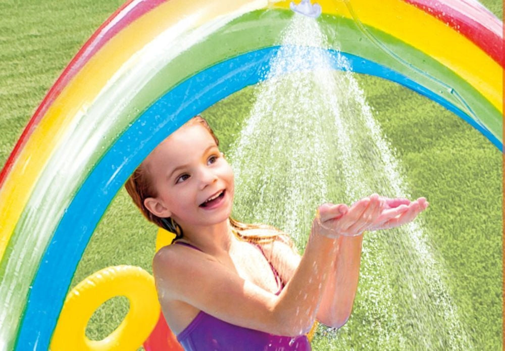 Large RAINBOW Garden Pool with Slide 297x193x135 Length 297 cm