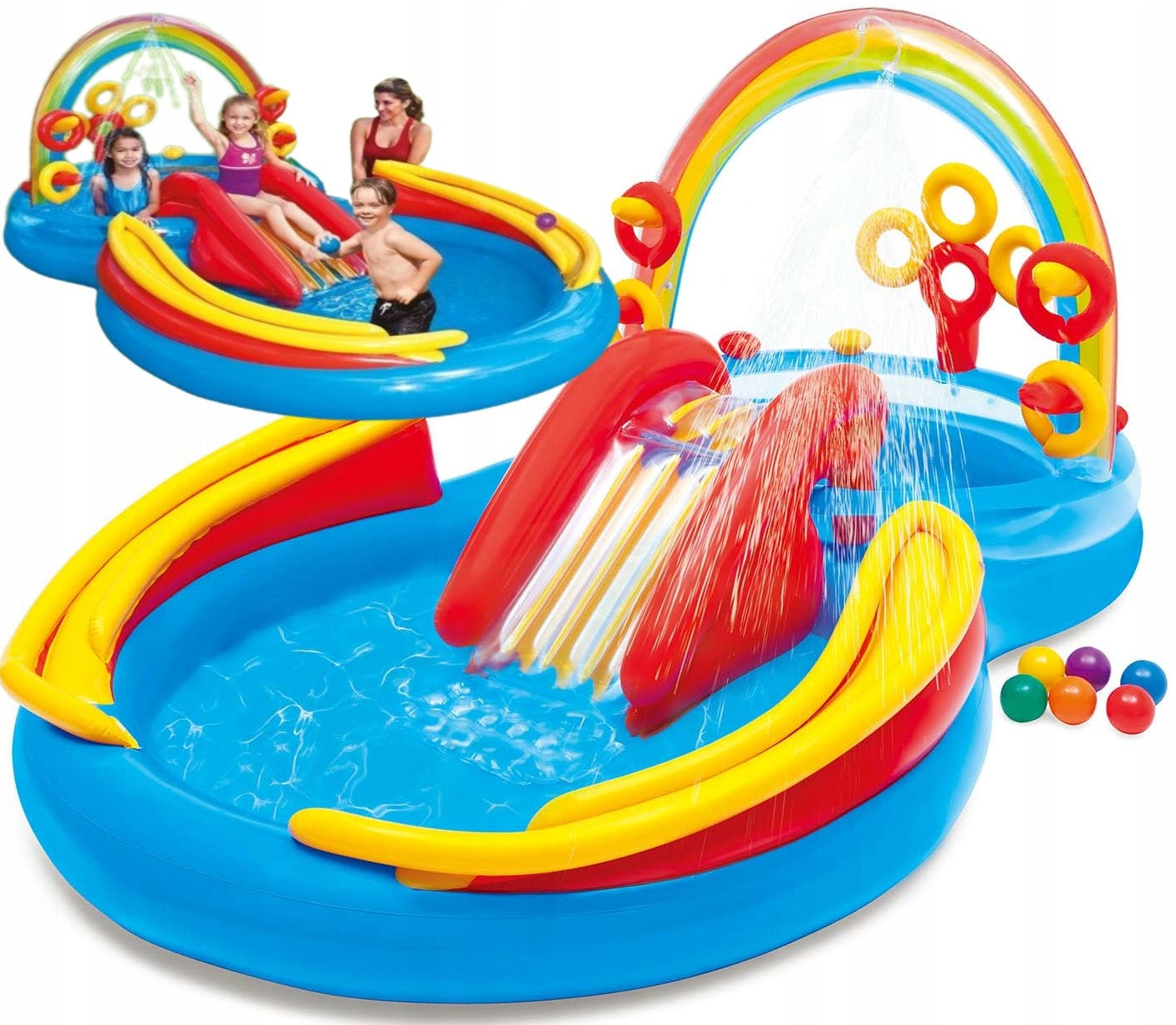 Large RAINBOW Garden Pool with Slide 297x193x135