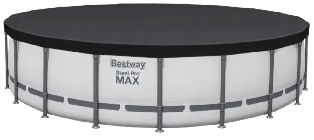 Large Round Frame Pool 610x132 cm BESTWAY 561FM with filter pump Series Steel Prom Max