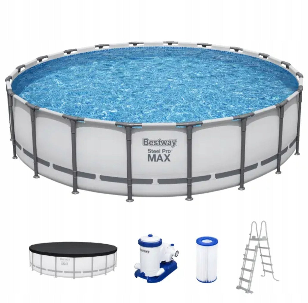 Large Round Frame Pool 610x132 cm BESTWAY 561FM with filter pump