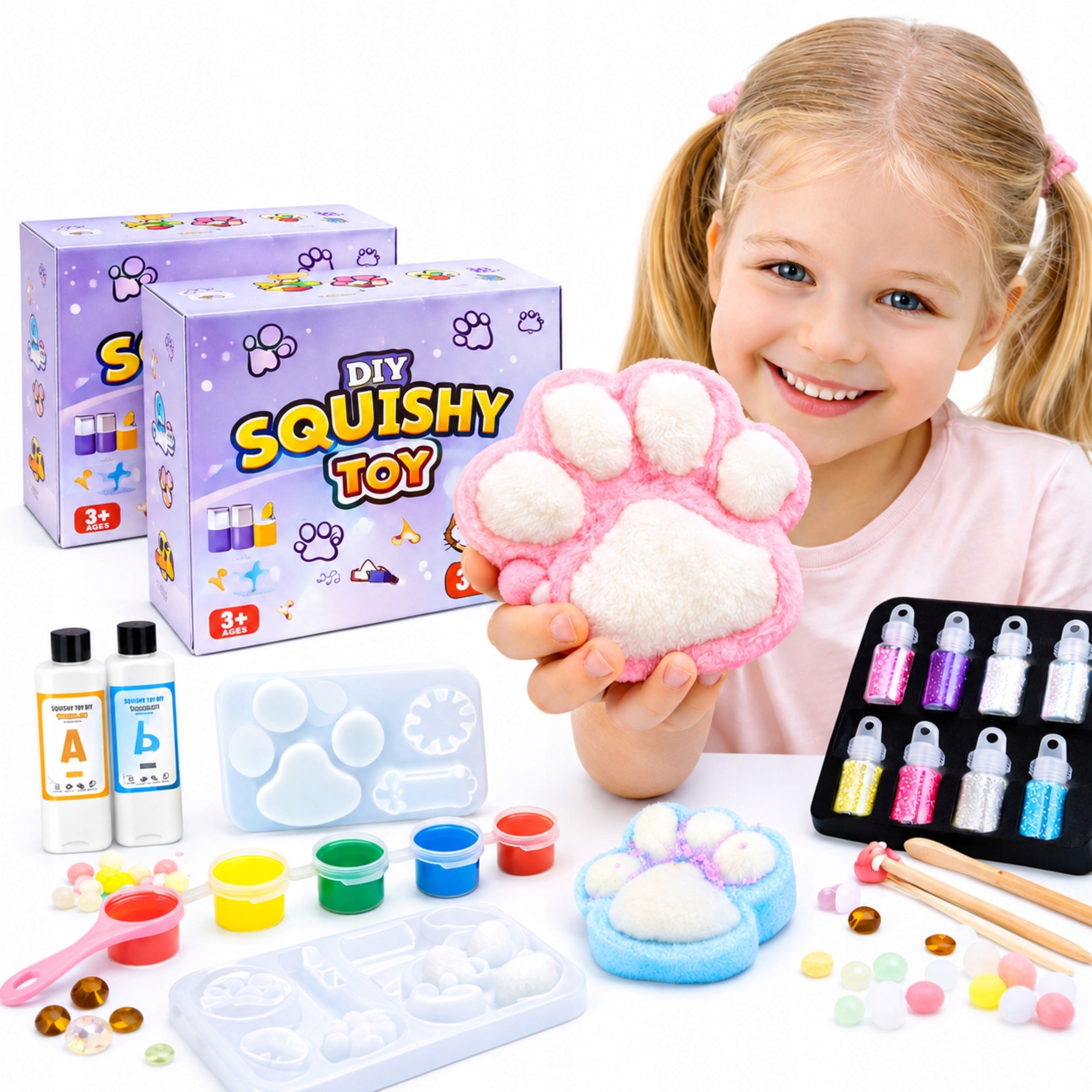 Large Squishy Making Kit DIY Paws Creative Plastic 2 SETS