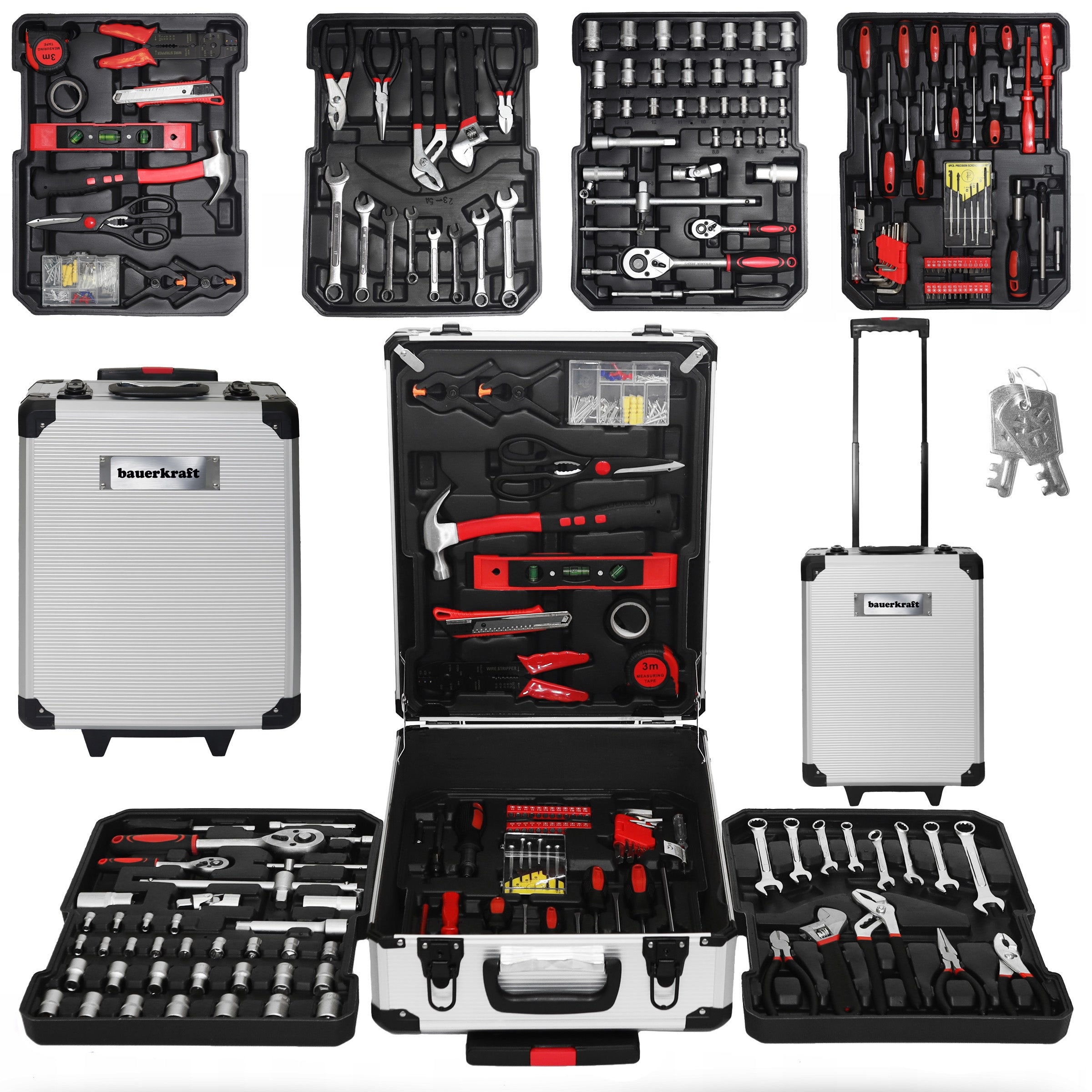 Large Tool Set Metal Case with Wheels Tools 189 Elements