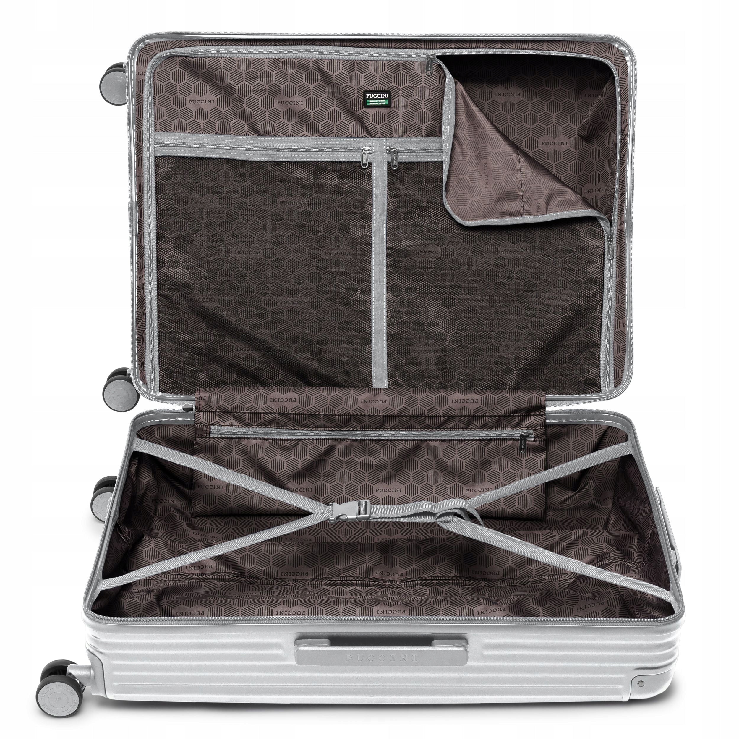 Large Travel Suitcase Hard Aluminum Corners Silver PUCCINI PC034A-4C Brand PUCCINI