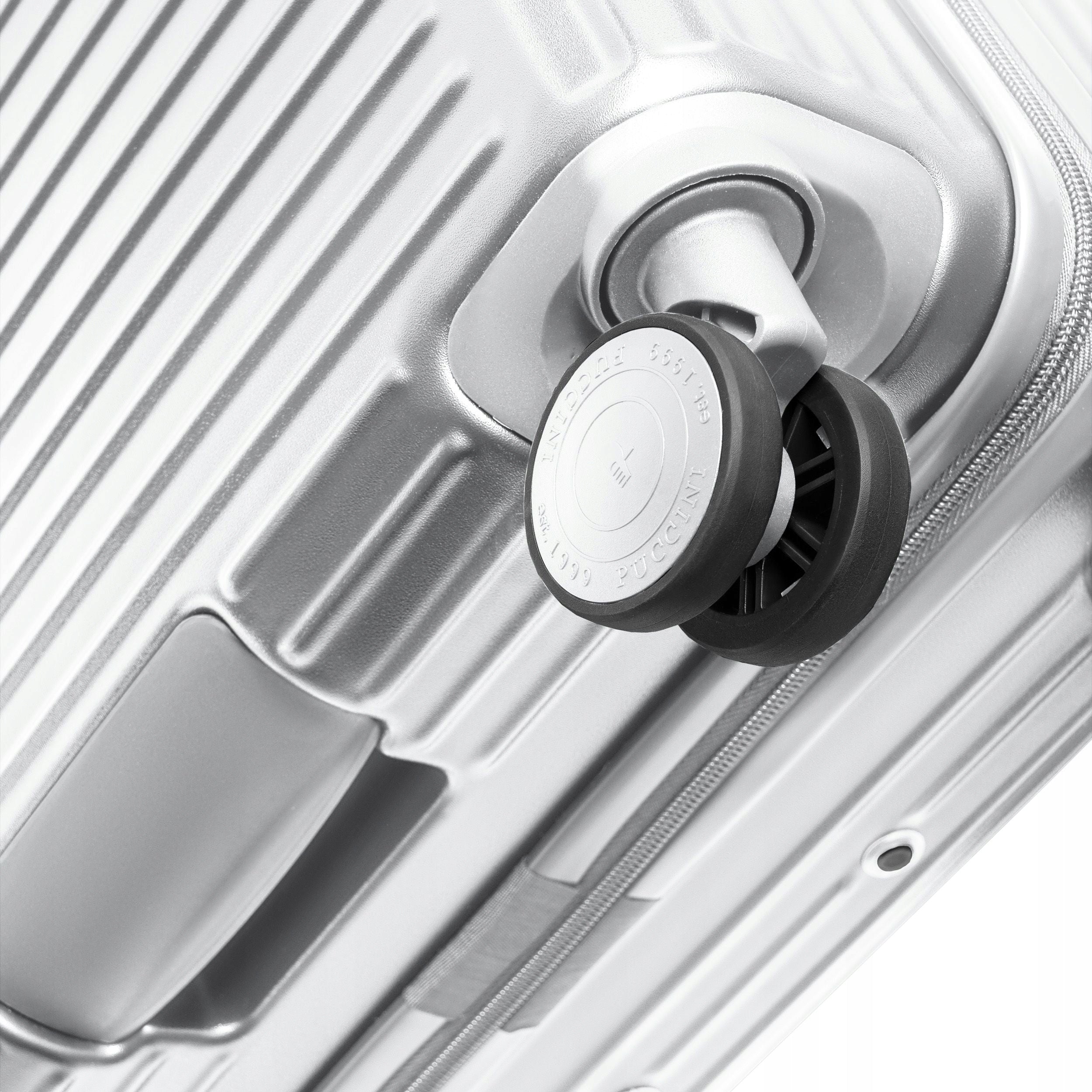Large Travel Suitcase Hard Aluminum Corners Silver PUCCINI PC034A-4C Height 79 cm
