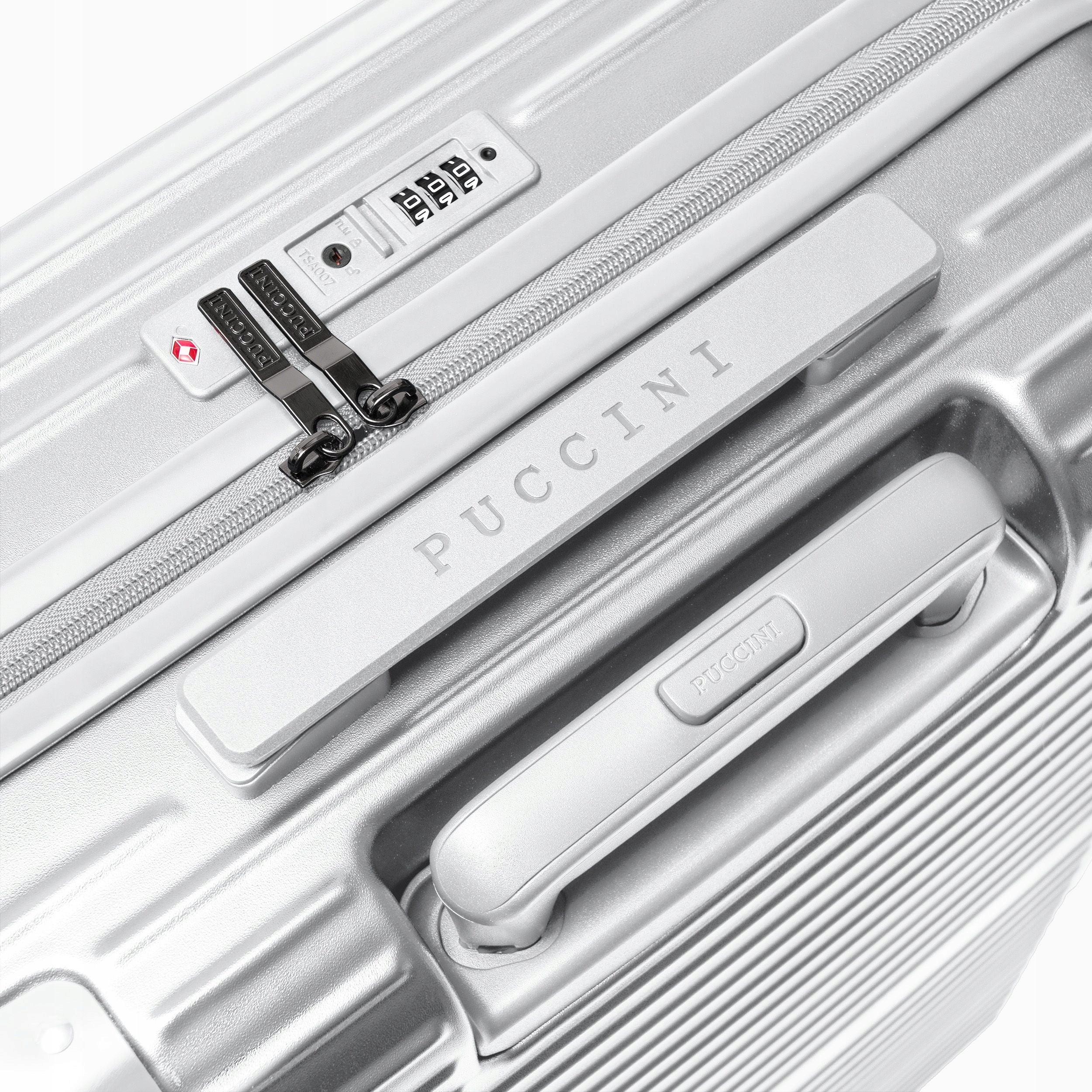 Large Travel Suitcase Hard Aluminum Corners Silver PUCCINI PC034A-4C Model PC034A-4C
