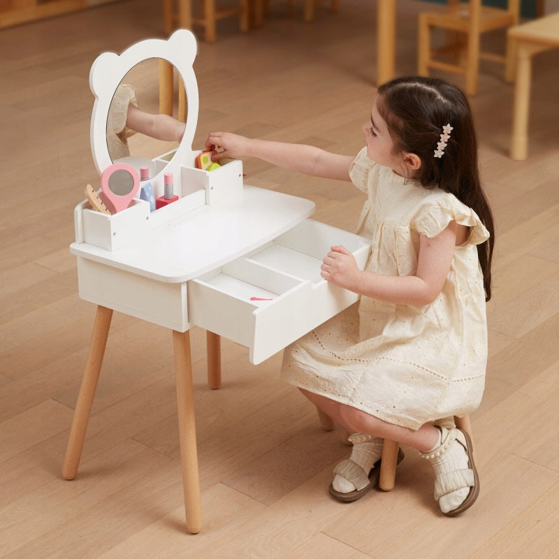 Large White Wooden Dressing Table with Mirror and Chair VIGA Packaging status original
