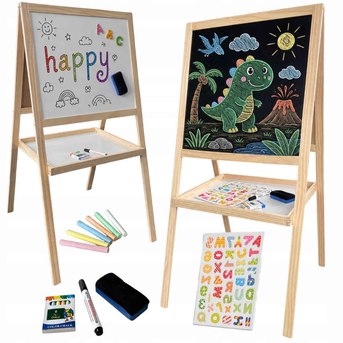 Large Wooden Dry Erase Double Sided Magnetic Chalkboard 120cm