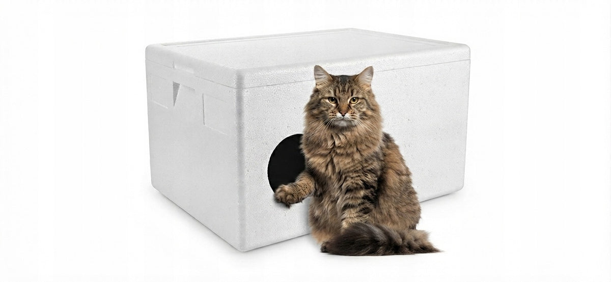 Large XXL warm Cottage cat booth StyroBox 68x48x36cm Packaging status original