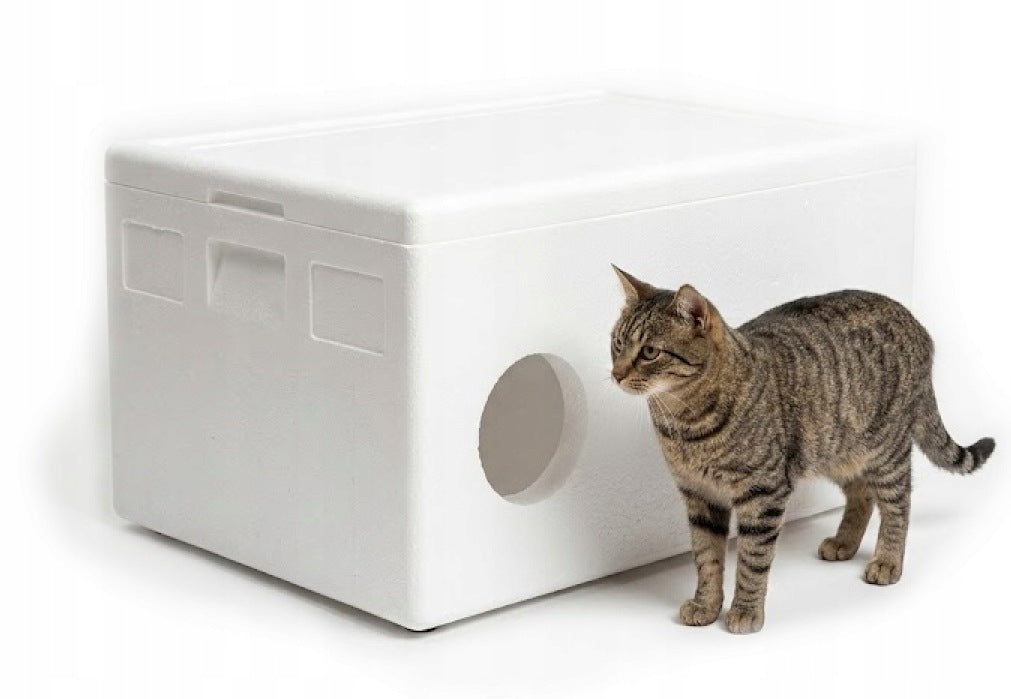 Large XXL warm Cottage cat booth StyroBox 68x48x36cm