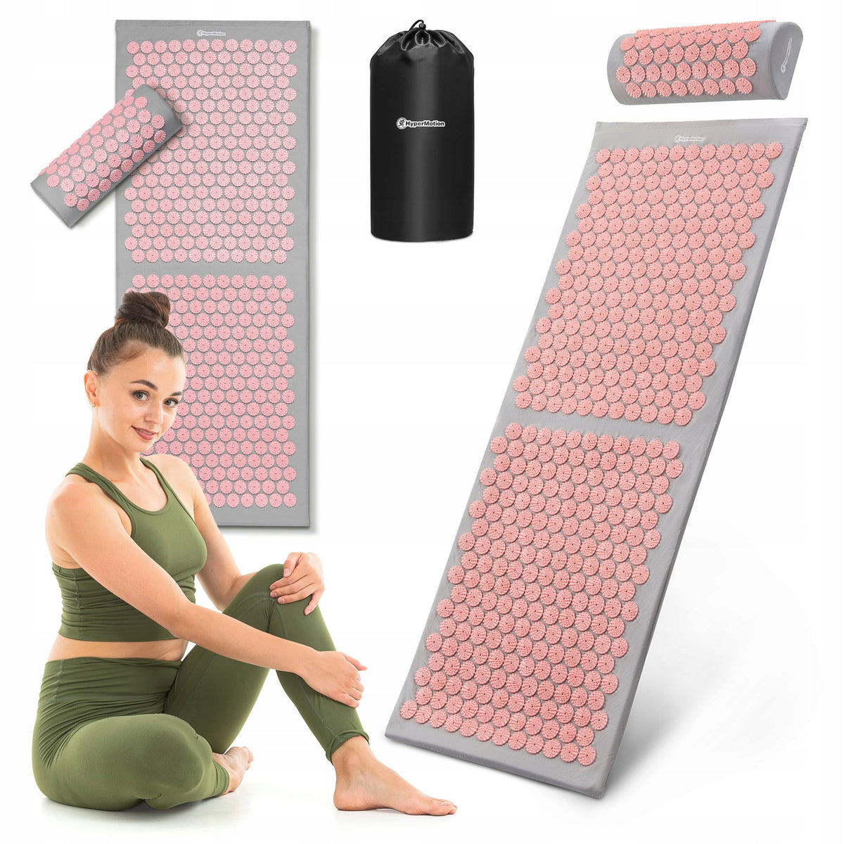 Large acupressure mat 130 cm HyperMotion with pillow and cover