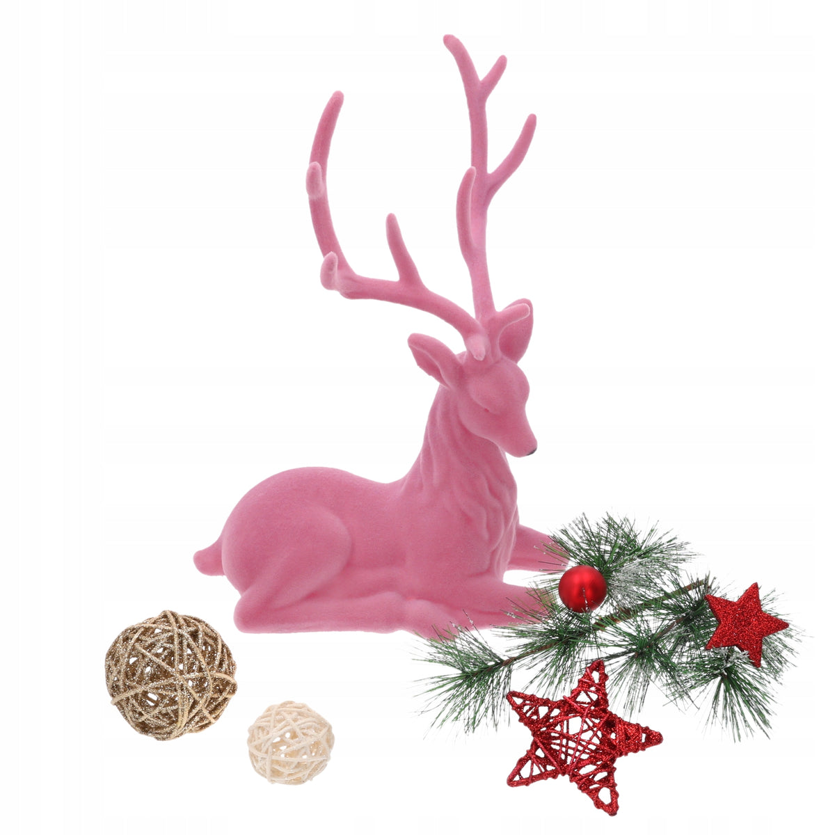 Large decorative reindeer pink figurine Christmas decoration gift 36x25cm