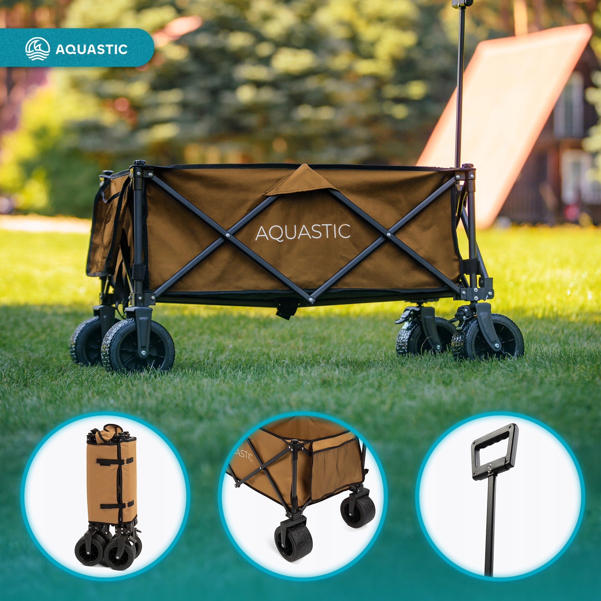 Large folding beach cart AQUASTIC Caro for beach garden camping plot EAN (GTIN) 5904823895872