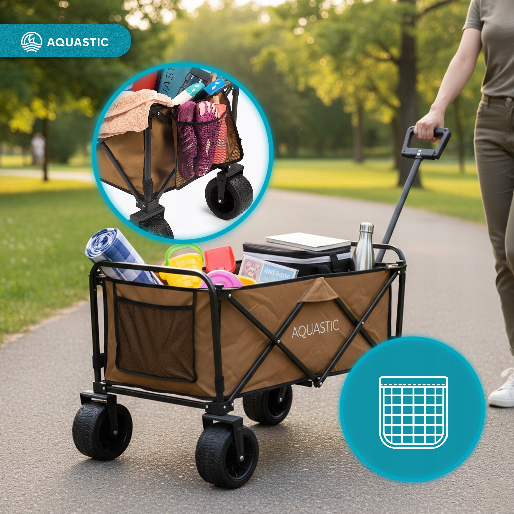 Large folding beach cart AQUASTIC Caro for beach garden camping plot Kind trolley