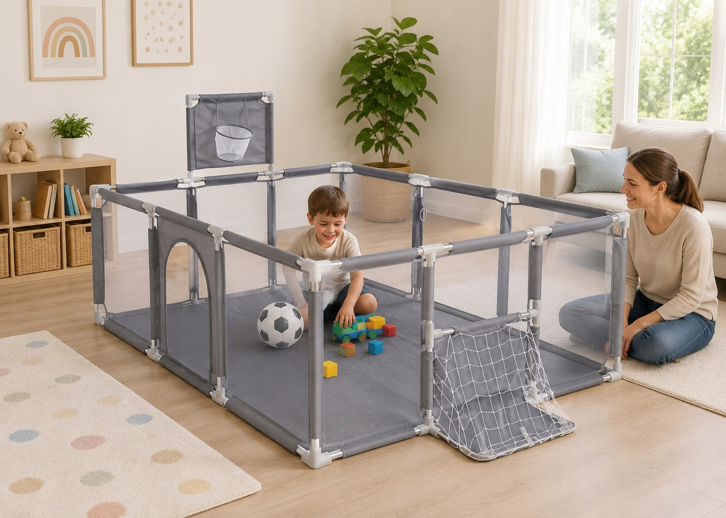 Large playpen for children 130x185 cm square toys dry pool basket 30 balls XXL Manufacturer code DUŻY KOJEC DZIECIĘCY 185x130x66 cm