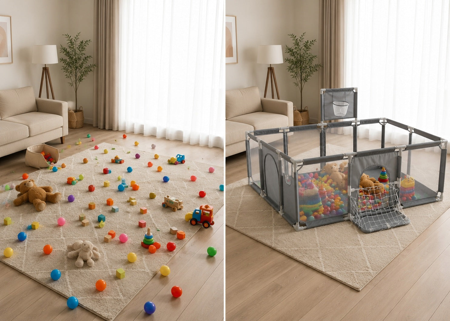 Large playpen for children 130x185 cm square toys dry pool basket 30 balls XXL Packaging status original