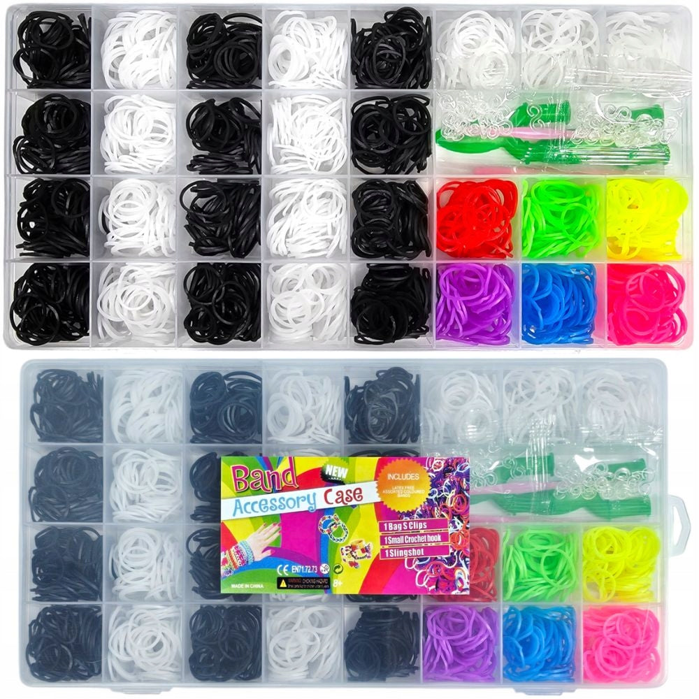 Large set for making bracelets with rubber bands div BLACK WHITE COLORFUL Packaging status original
