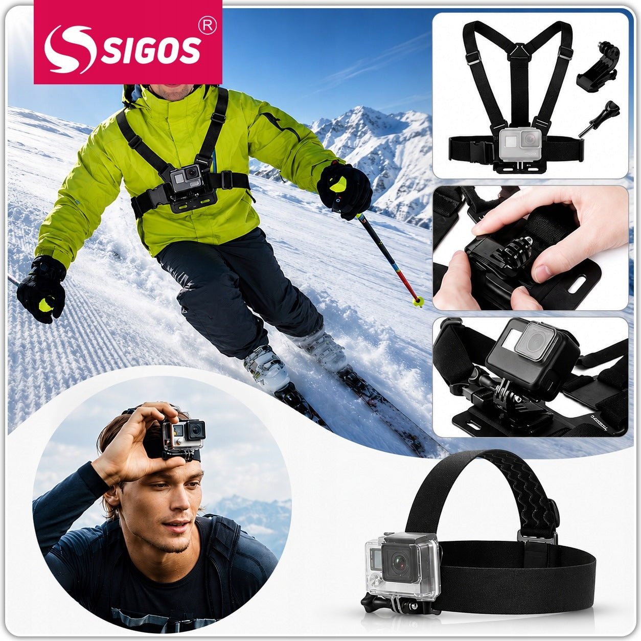Large set of accessories for sports cameras universal + suitcase handles Manufacturer code ZESTAW AKCESORIA DO GOPRO HERO DJI