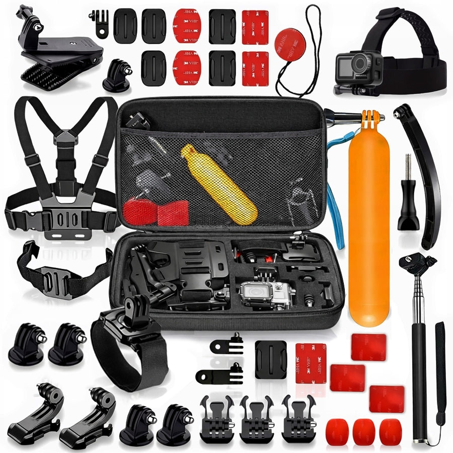 Large set of accessories for sports cameras universal + suitcase handles