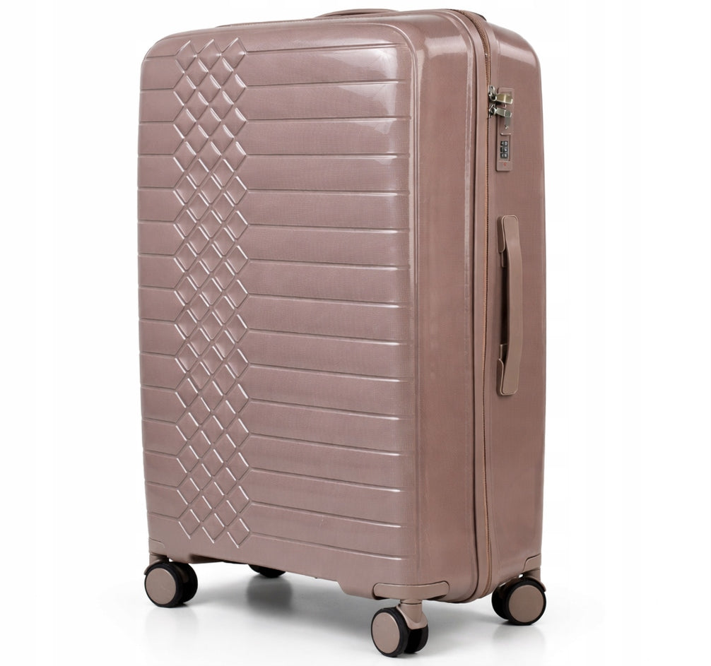 Large suitcase L travel, Polypropylene, TSA luggage, rubber wheels 97L COFFEE Brand no brand