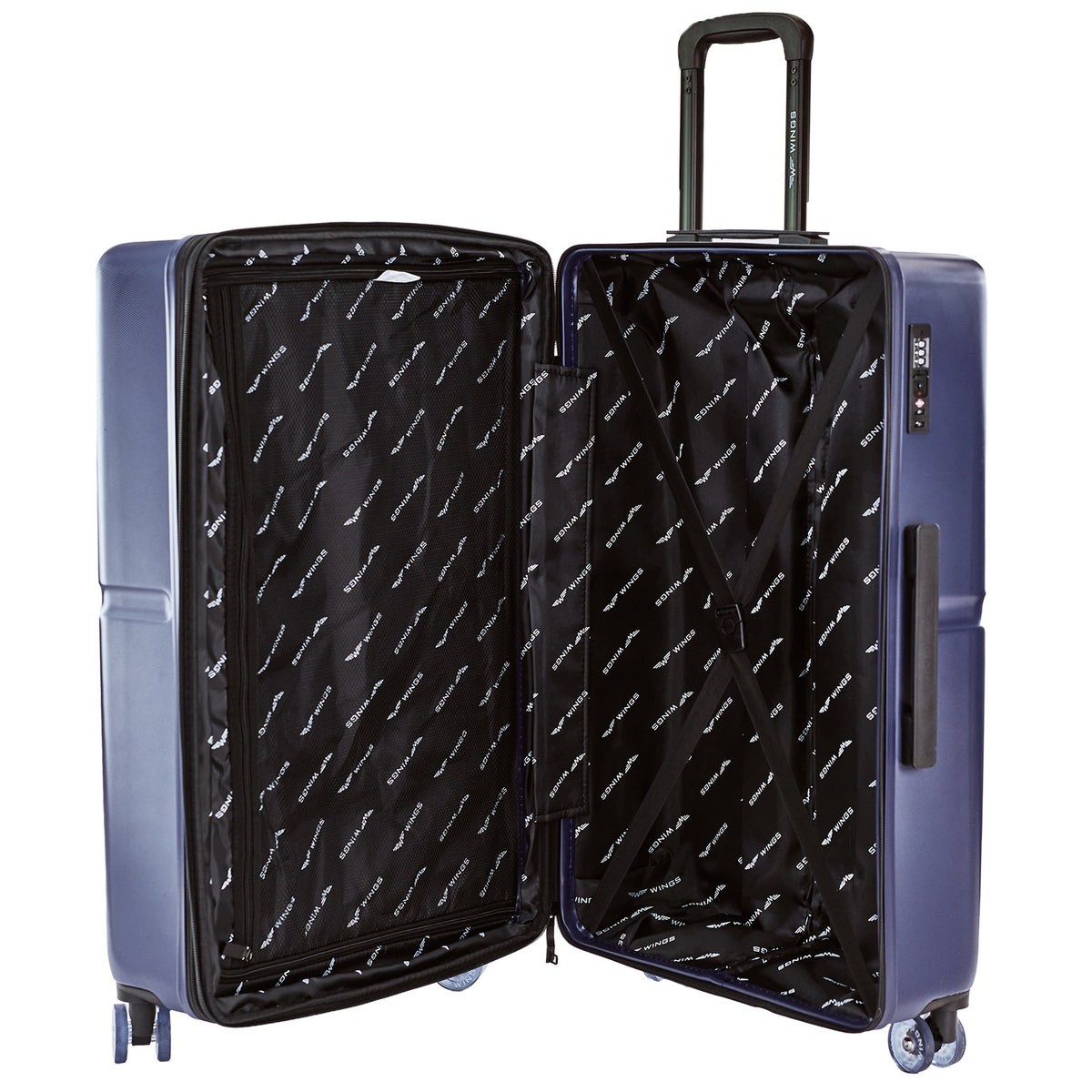 Large suitcase WINGS 97L expanded TSA polycarbonate 100% double wheels 360 Manufacturer code MGP01-L-BLUE