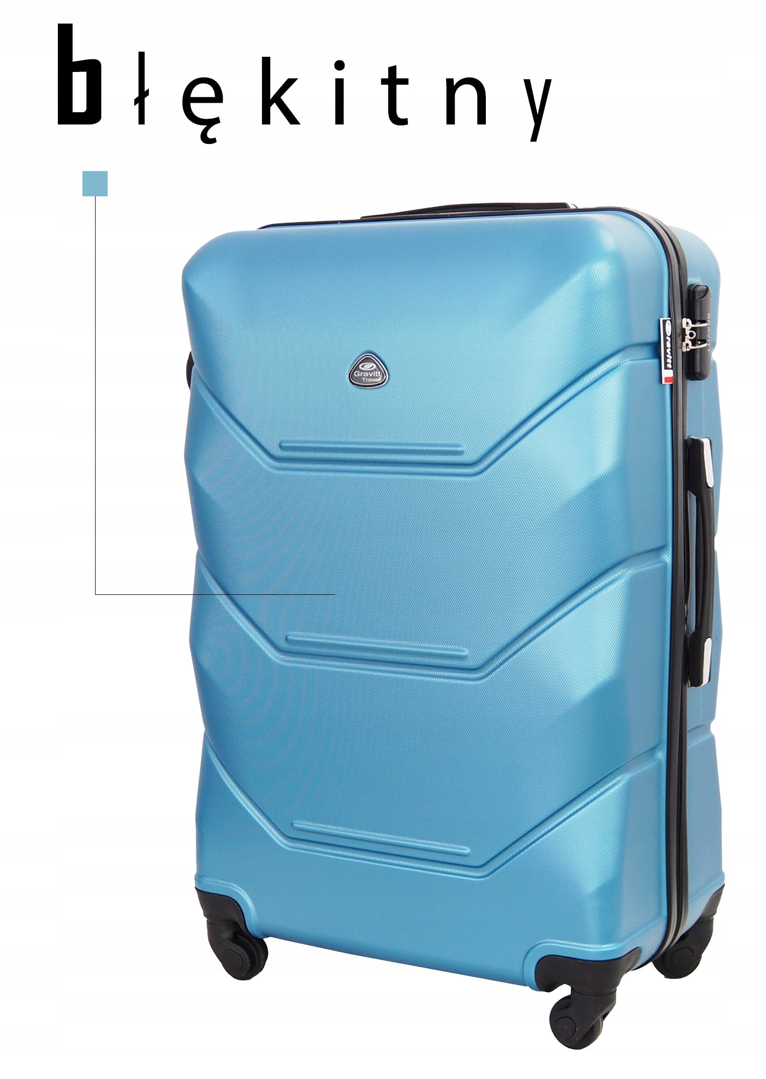 Large suitcase XXL Gravitt 950 92L hard ABS 4 wheels 360 combination lock Packaging status original