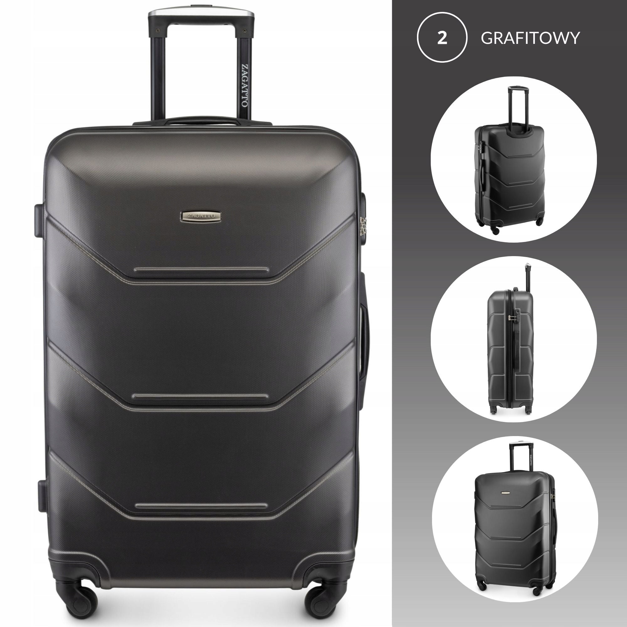 Large travel suitcase with wheels RYANAIR WIZZAIR 90L XXL 7 COLORS ZAGATTO Manufacturer code ZG504 ABS A D.red