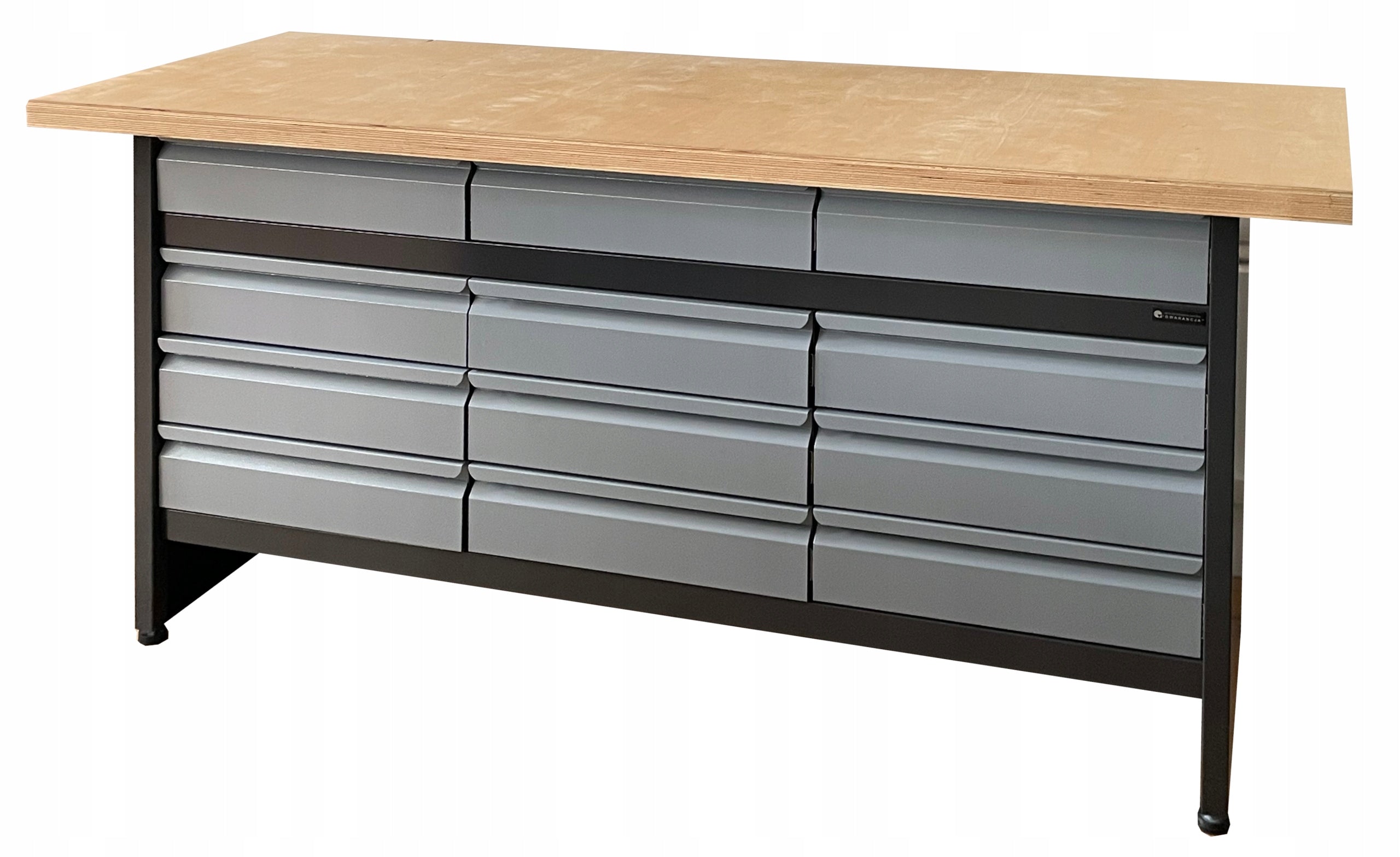 Large work workbench with 12 drawers, garage table Polish PRODUCT Manufacturer code OLS 12/30 fronty szare